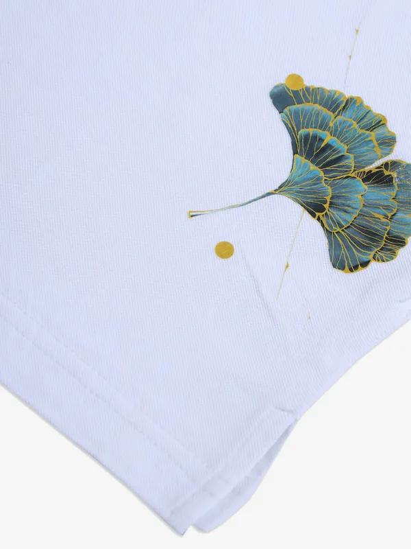 RIVER BLUE white cotton printed casual t-shirt