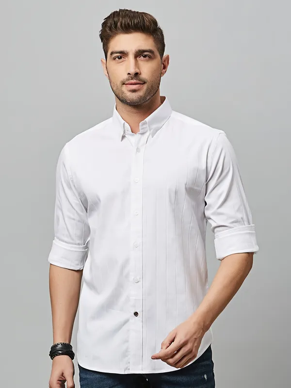 River Blue white cotton stripe shirt