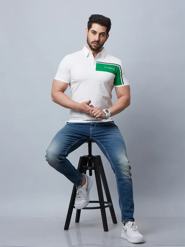 River Blue white polo t shirt