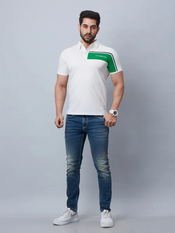 River Blue white polo t shirt