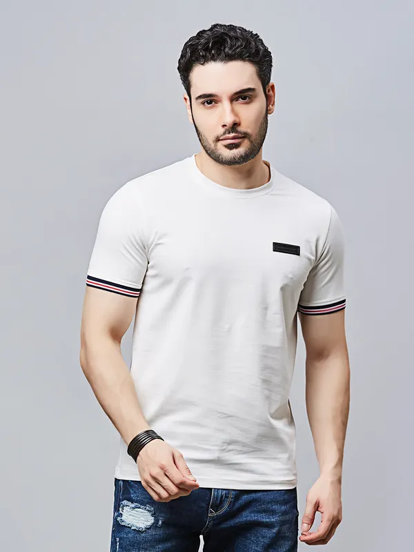 RIVER BLUE white round neck t-shirt