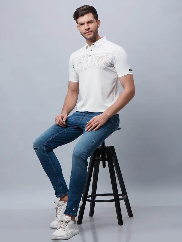 River Blue white slim fit t shirt in cotton