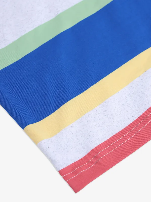 RIVER BLUE white stripe cotton casual t-shirt