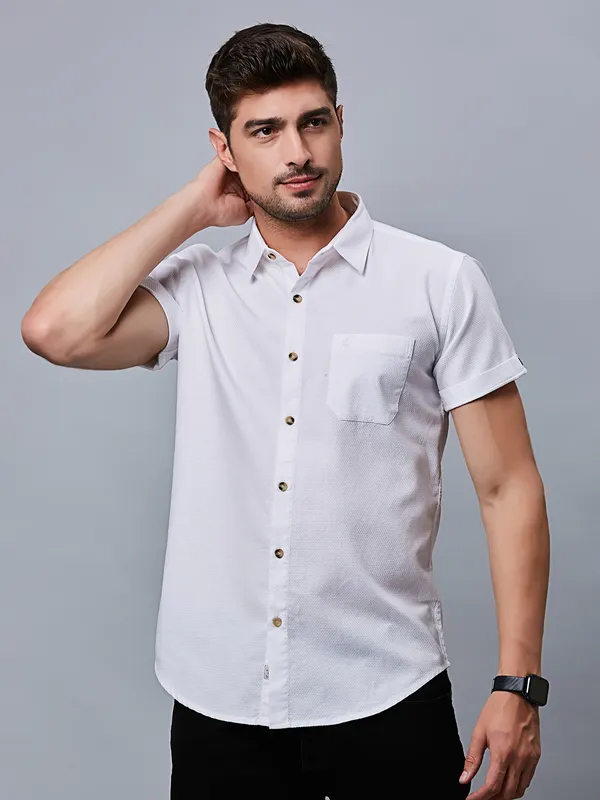 River Blue white texture shirt