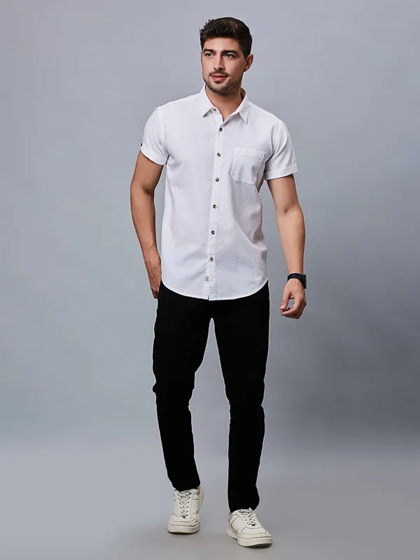 River Blue white texture shirt