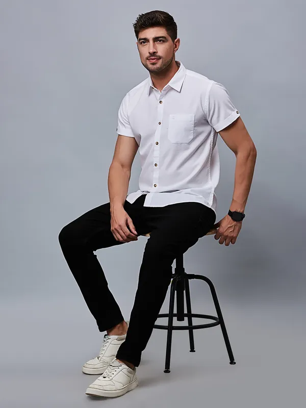 River Blue white texture shirt