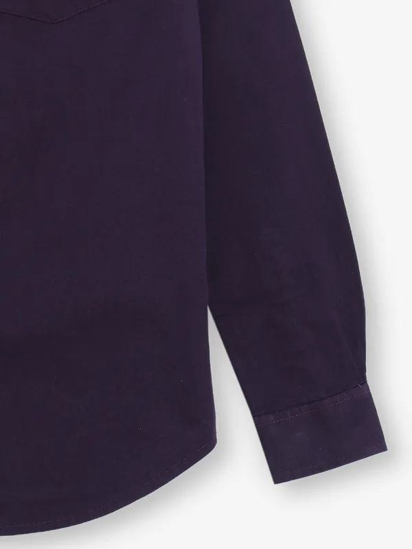 RIVER BLUE wine plain cotton shirt