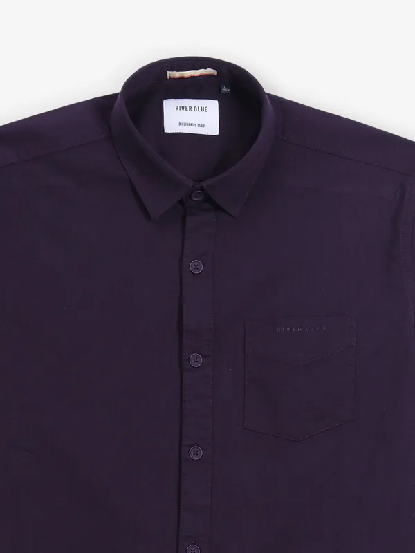 RIVER BLUE wine plain cotton shirt