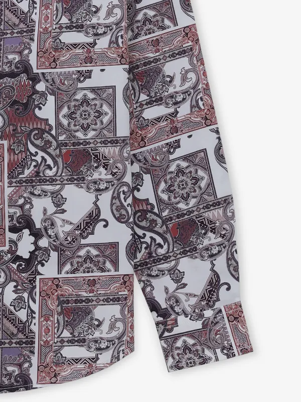 RIVER BLUE wine printed cotton shirt for mens
