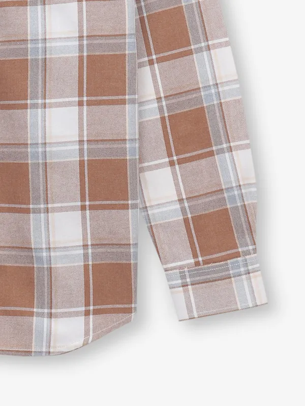 RIVERBLUE checks brown cotton shirt