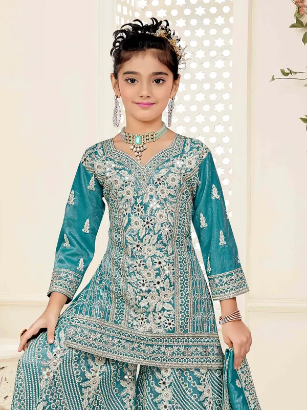 Robin egg blue palazzo salwar suit