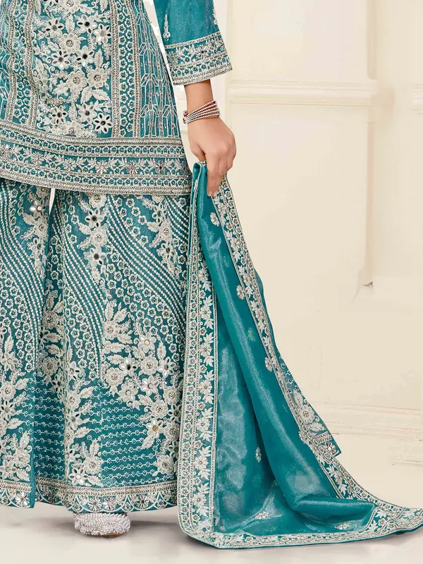 Robin egg blue palazzo salwar suit
