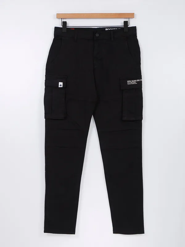 Rookies black cotton cargo pant