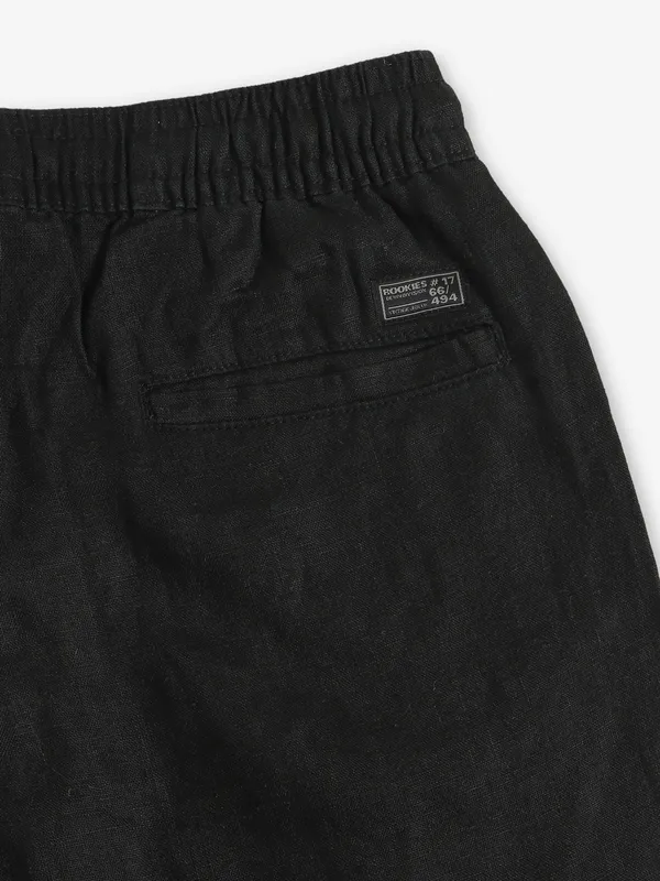 ROOKIES black solid linen track pant