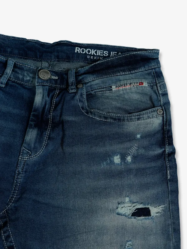 Rookies blue denim slim fit shorts