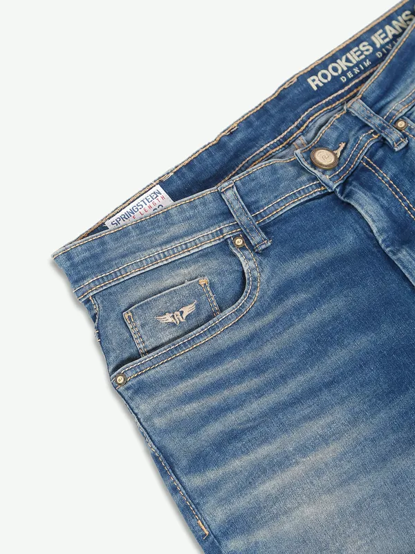Rookies blue slim fit washed jeans