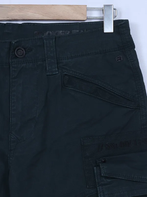 Rookies bottle green cotton cargo pant