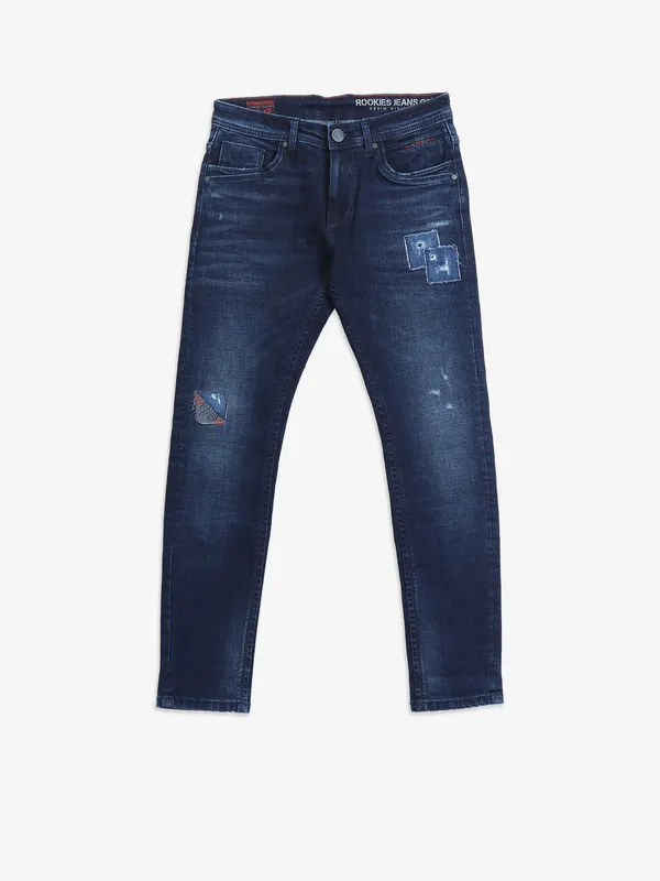 ROOKIES dark blue ripped denim jeans