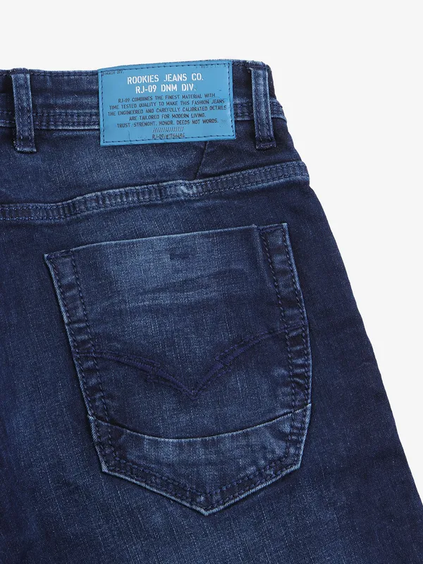 ROOKIES dark blue ripped denim jeans