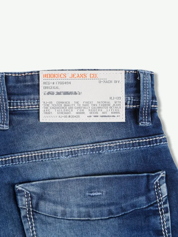 Rookies indigo blue washed tapered fit jeans