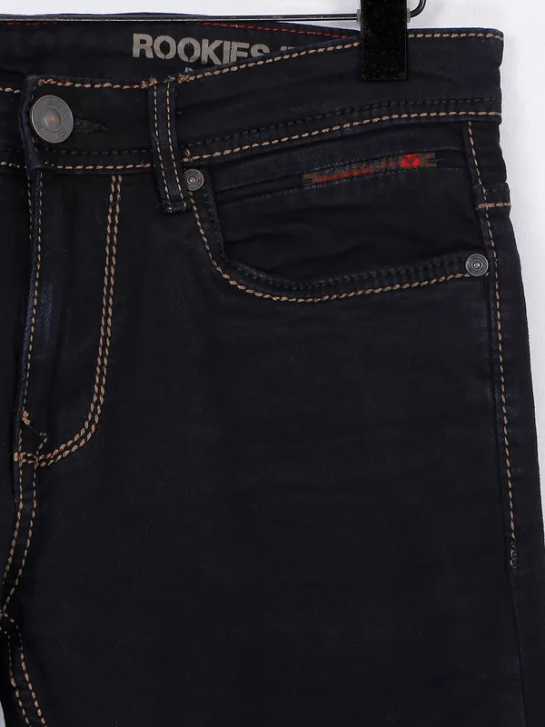 Rookies navy slim fit solid jeans