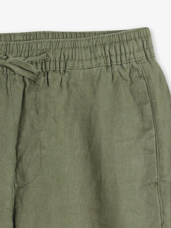 ROOKIES olive linen solid track pant