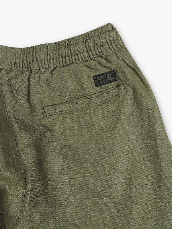 ROOKIES olive linen solid track pant