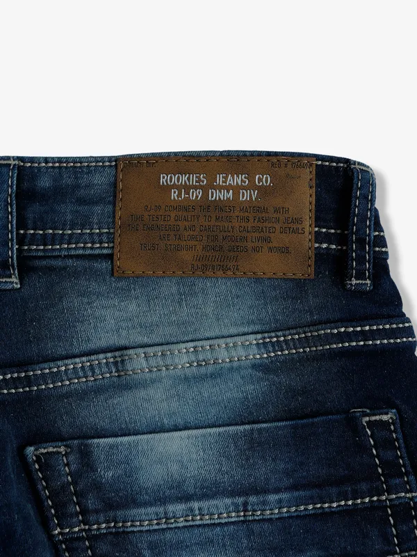 Rookies ripped dark navy jeans