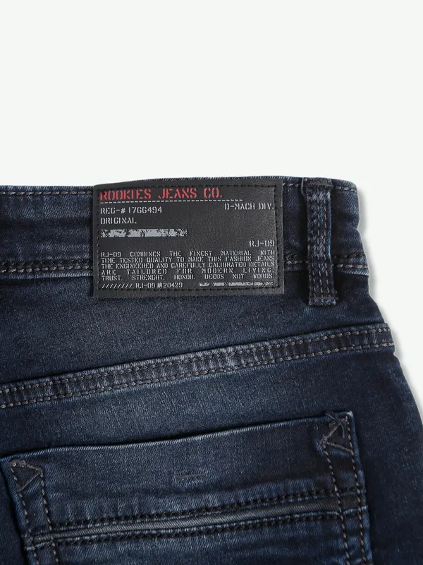 Rookies washed dark navy tapered fit jeans