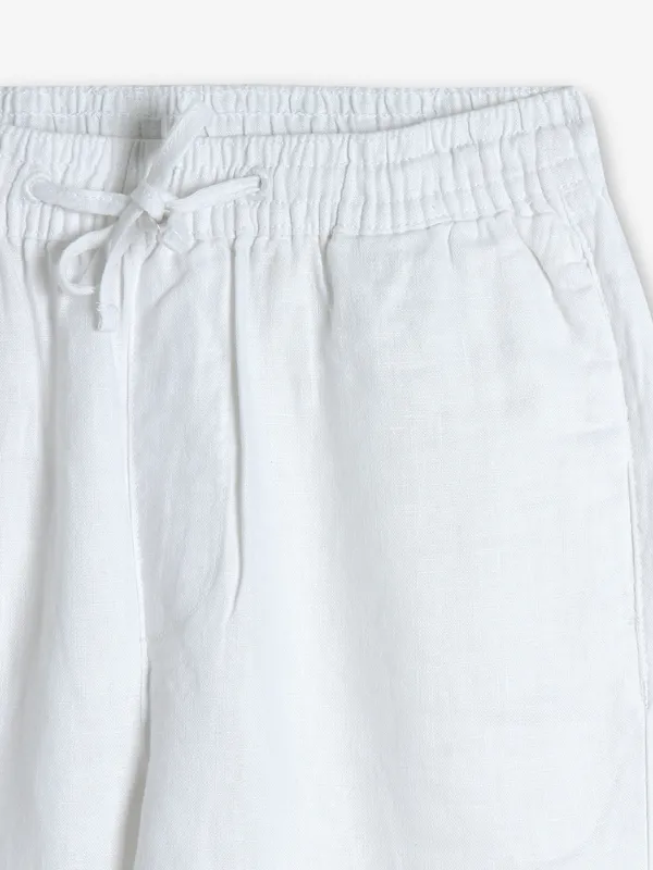 ROOKIES white solid linen track pant