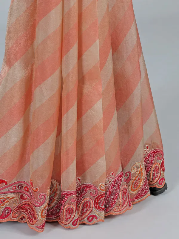 Rosy brown silk printed embroidered wedding saree
