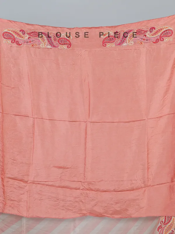 Rosy brown silk printed embroidered wedding saree