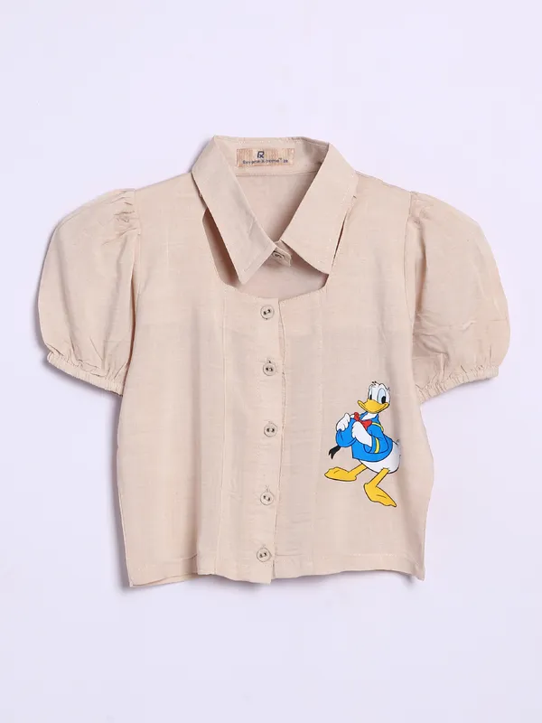 Roxy beige cotton top