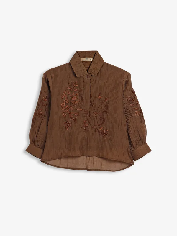 Roxy brown cotton top