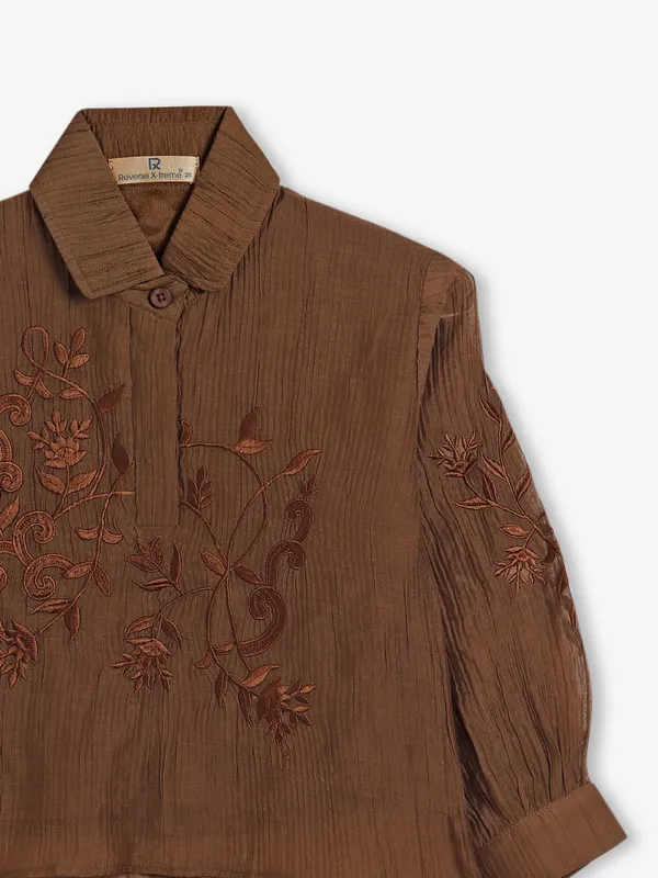 Roxy brown cotton top