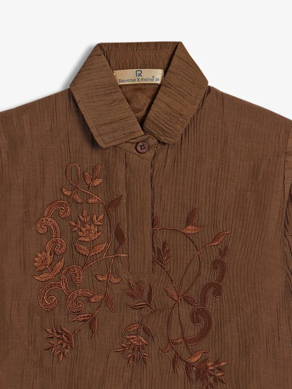 Roxy brown cotton top