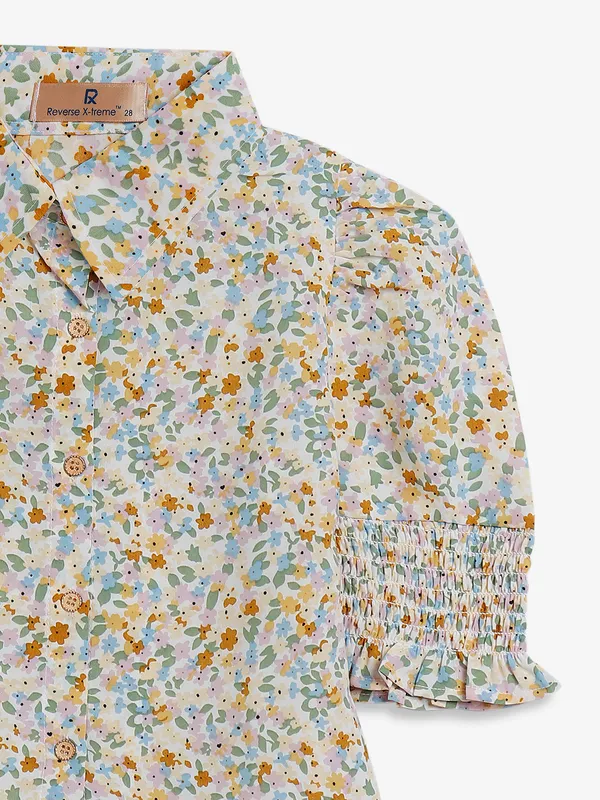 Roxy cream cotton printed shirt