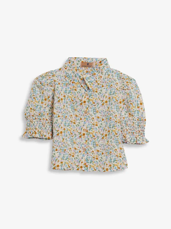 Roxy cream cotton printed shirt