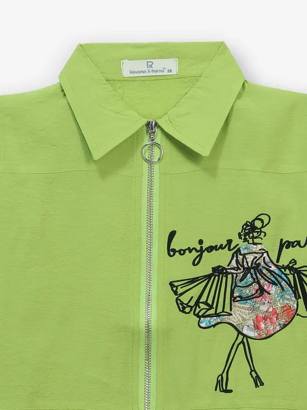 ROXY light green printed crop top