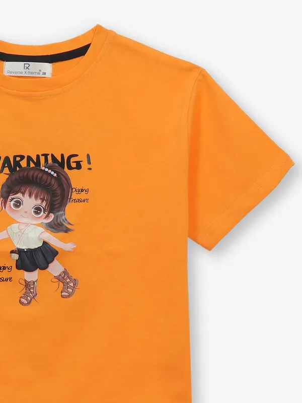 ROXY orange cotton printed t-shirt