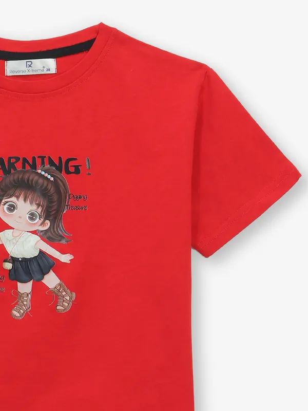 ROXY red cotton printed t-shirt