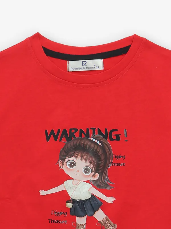 ROXY red cotton printed t-shirt