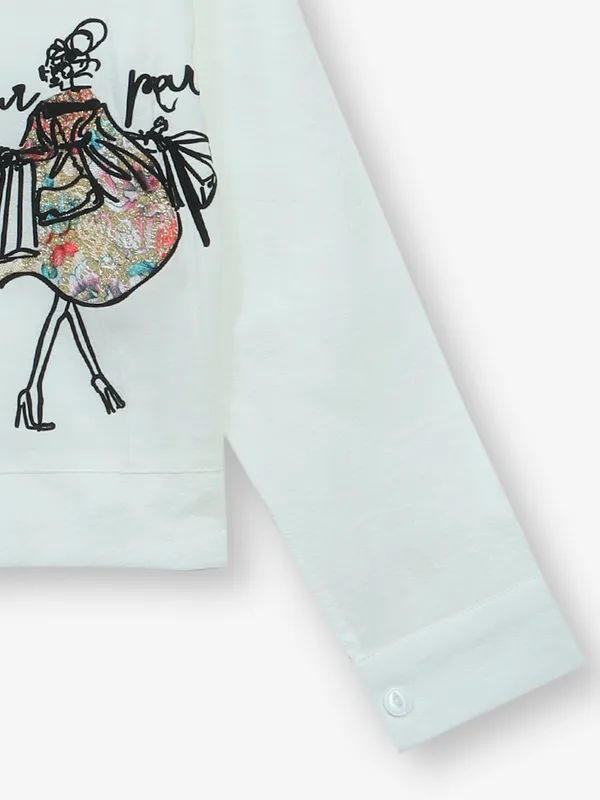 ROXY white printed cotton crop top