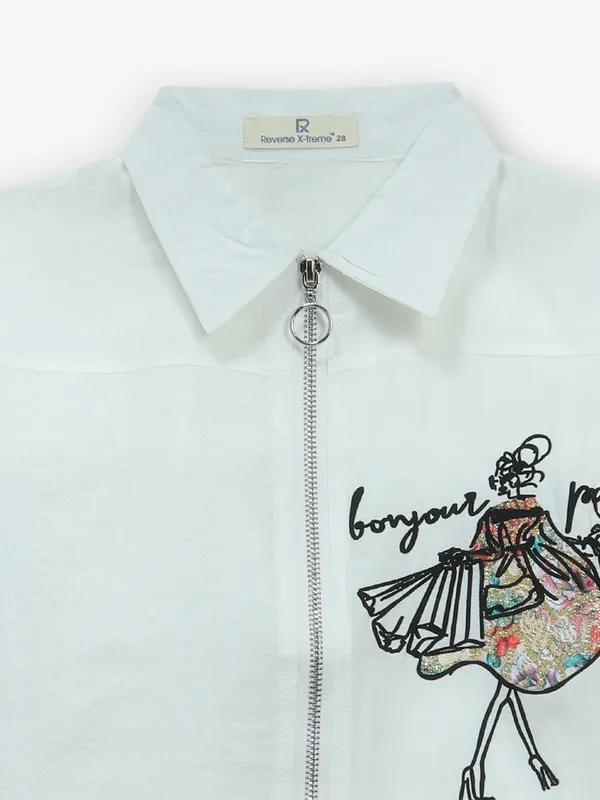 ROXY white printed cotton crop top