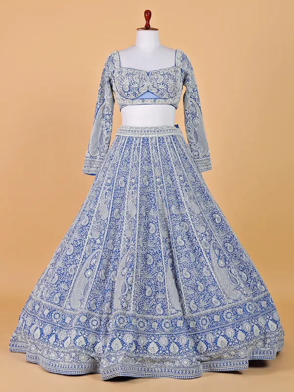 Royal blue heavy work lahenga choli