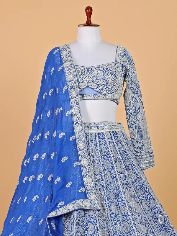 Royal blue heavy work lahenga choli