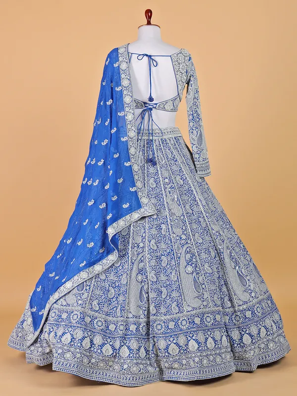 Royal blue heavy work lahenga choli