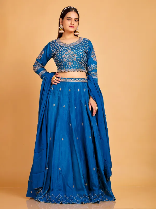 Royal blue lehenga choli with dupattta