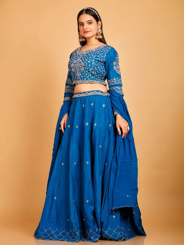 Royal blue lehenga choli with dupattta