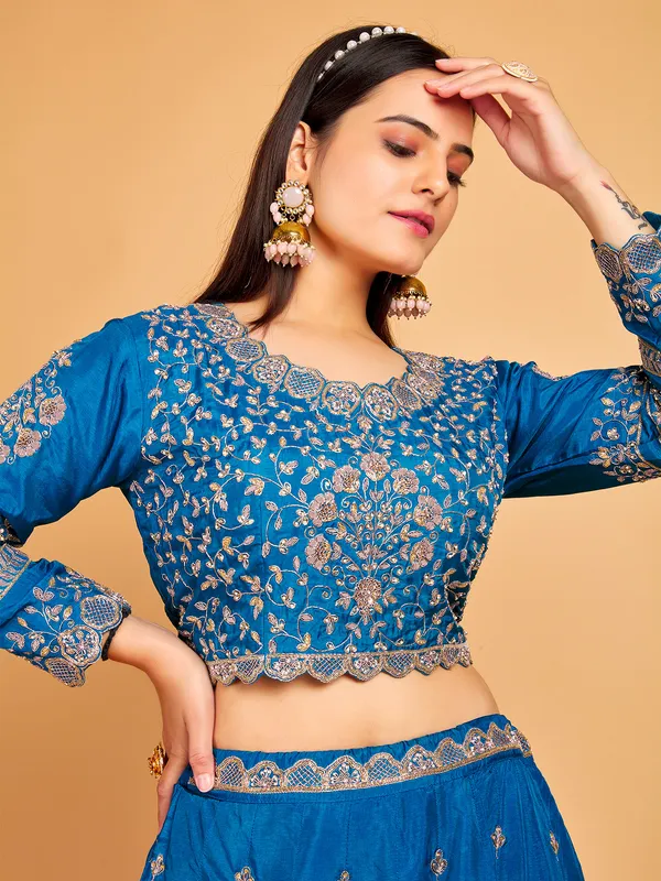 Royal blue lehenga choli with dupattta